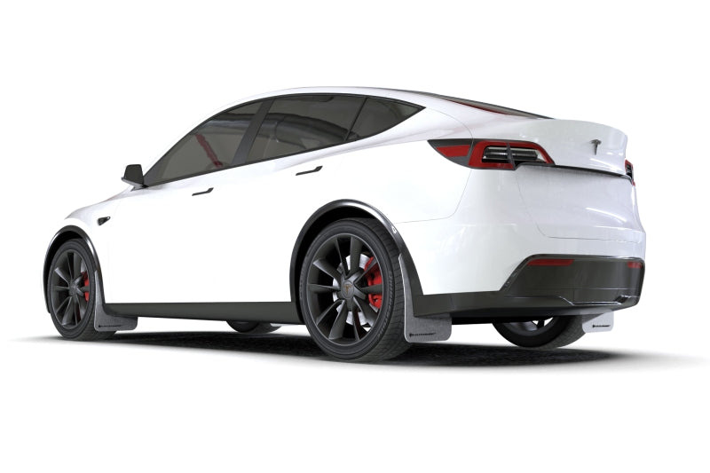 Rally Armor 20-23 Tesla Model Y UR White Mud Flap w/ Black Logo