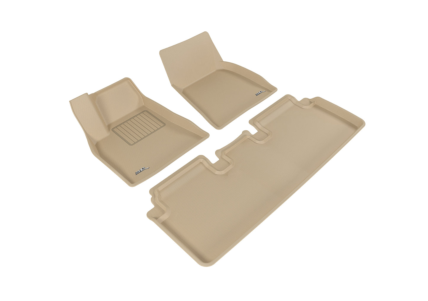 3D MAXpider 2012-2014 Tesla Model S Kagu 1st & 2nd Row Floormats - Tan