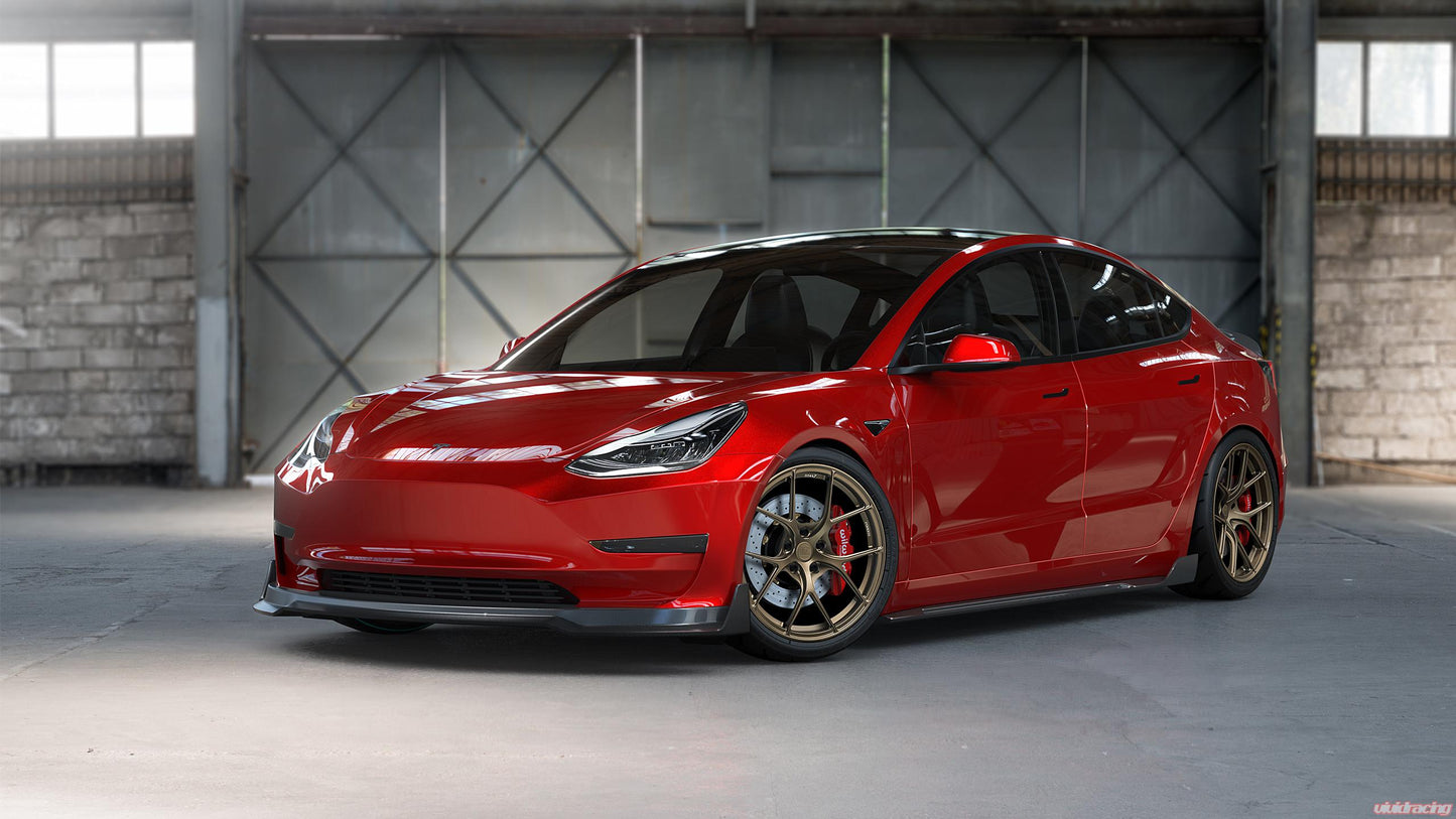 VR Aero 2018+ Tesla Model 3 Gloss Carbon Fiber Front Lip Spoiler