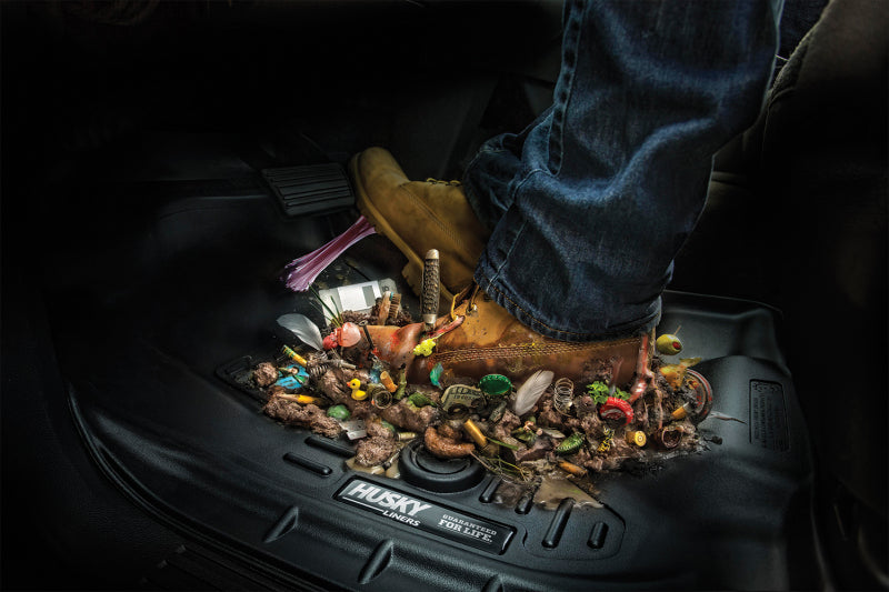 Husky Liners Ford F-150 Lightning SuperCrew Cab WeatherBeater Black 2nd Seat Floor Liner