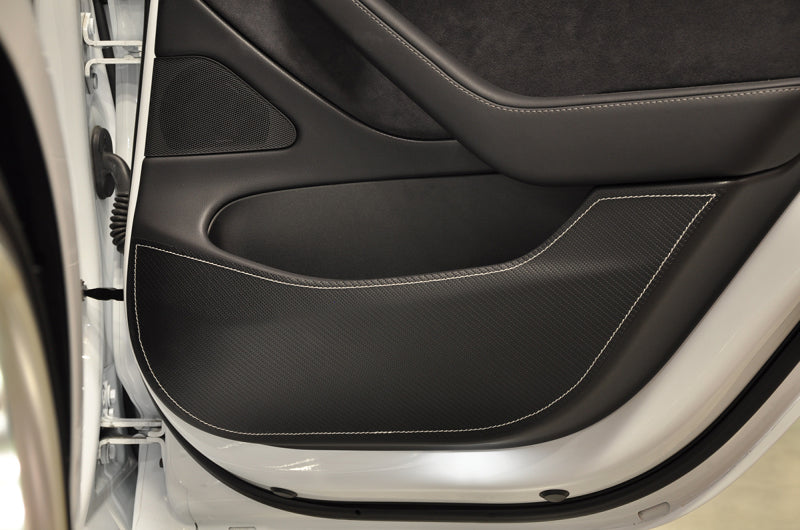 Revel GT Design Kick Panel Cover (White Stitch) 16-19 Tesla Model