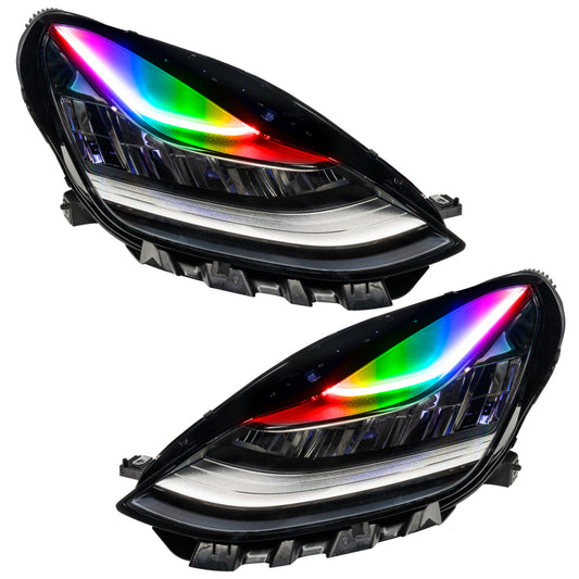 Oracle 17-21 Tesla Model 3 Headlight DRL Upgrade Kit - ColorSHIFT w/ Simple Controller