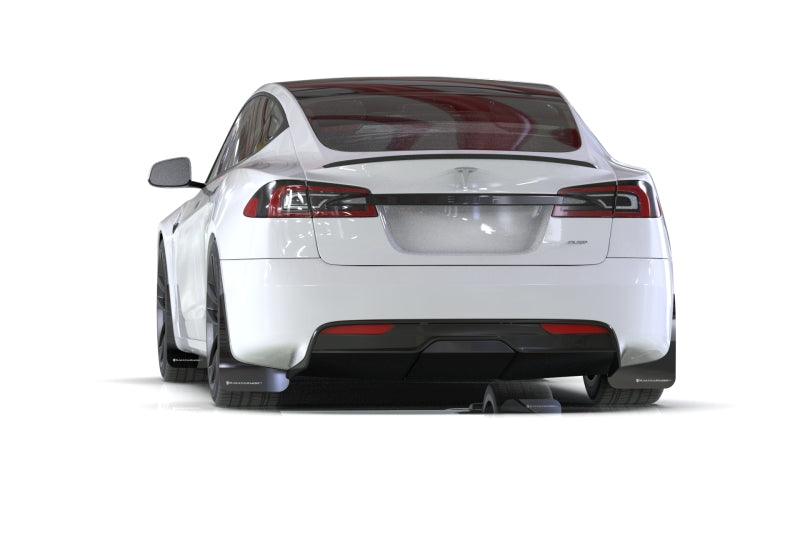 Rally Armor 21-23 Tesla Model S / S Plaid Black UR Mud Flap w/ White Logo
