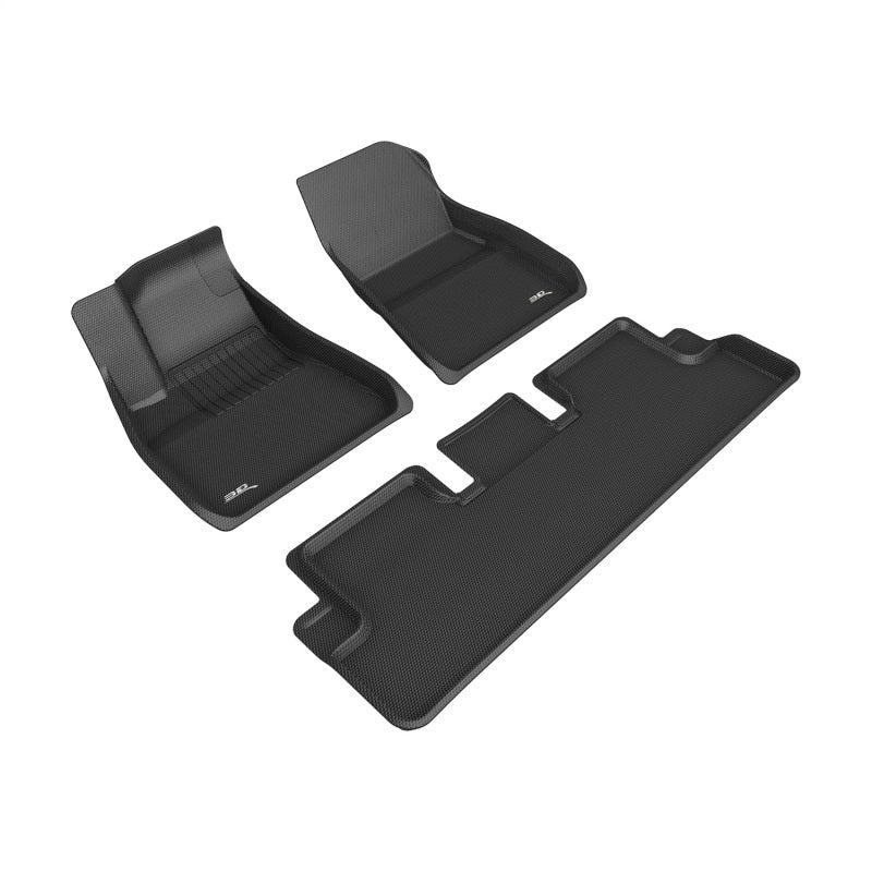 3D MAXpider 20-23 Tesla Model 3 Kagu 1st & 2nd Row Floormats - Black