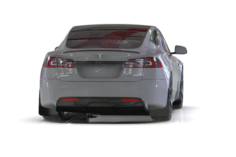 Rally Armor 21-23 Tesla Model S / S Plaid Black UR Mud Flap w/ White Logo